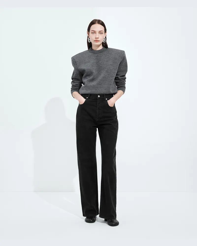 Bottega Veneta Verwaschene Schwarze Jeans Mit Weitem Bein - Schwarz - Damen 100 % Baumwolle Schwarz