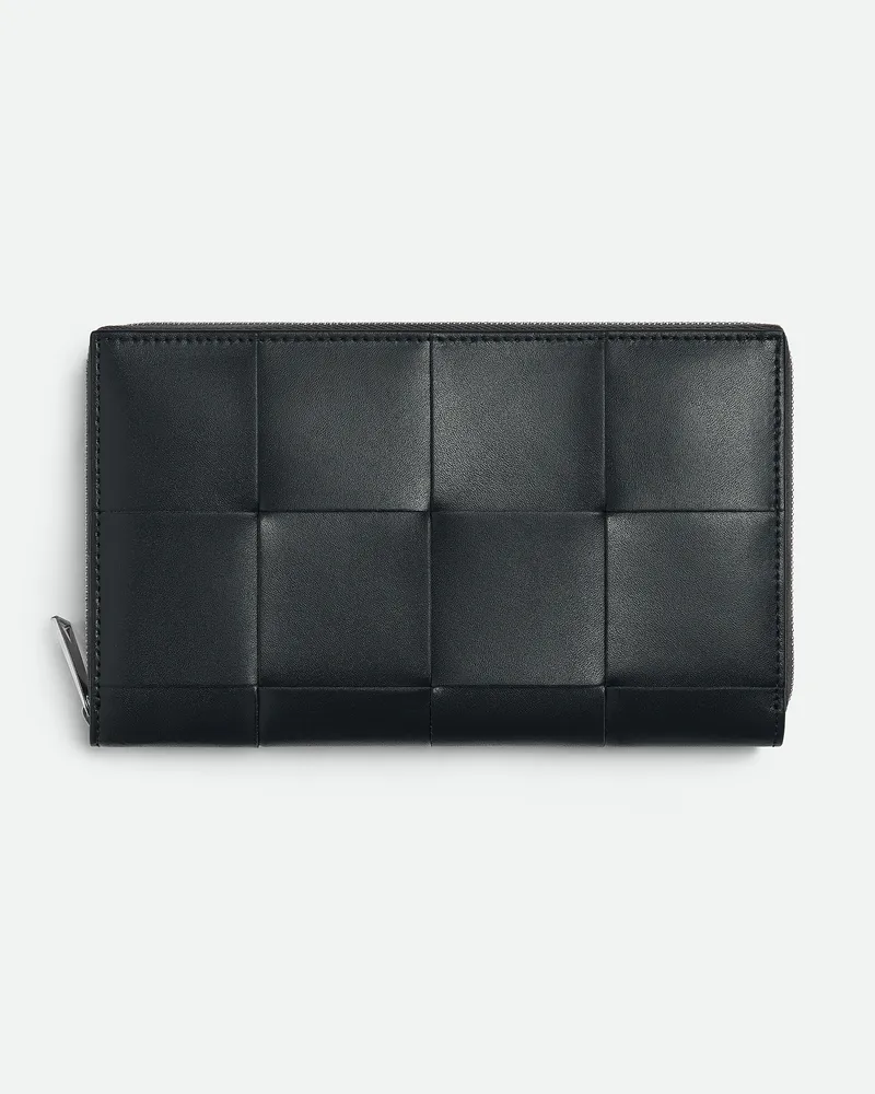 Bottega Veneta Cassette Portemonnaie Mit mlafendem Zip Ardoise