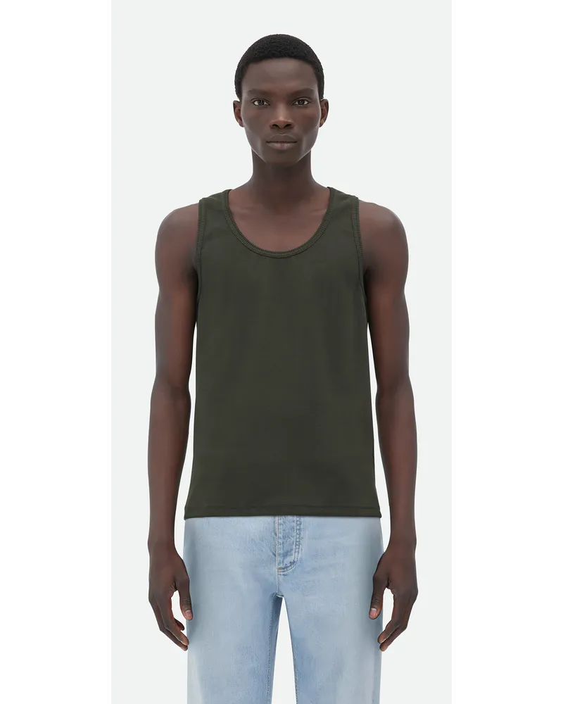 Bottega Veneta chmal Gechnittene Tanktop Au Gerippter, tretchiger Baumwolle Dark