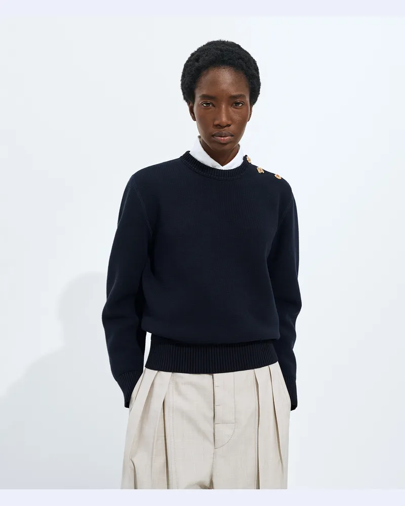 Bottega Veneta Pullover Aus Wolle Und Baumwolle - Blau - Damen 50% Wolle & 50% Baumwolle Blau