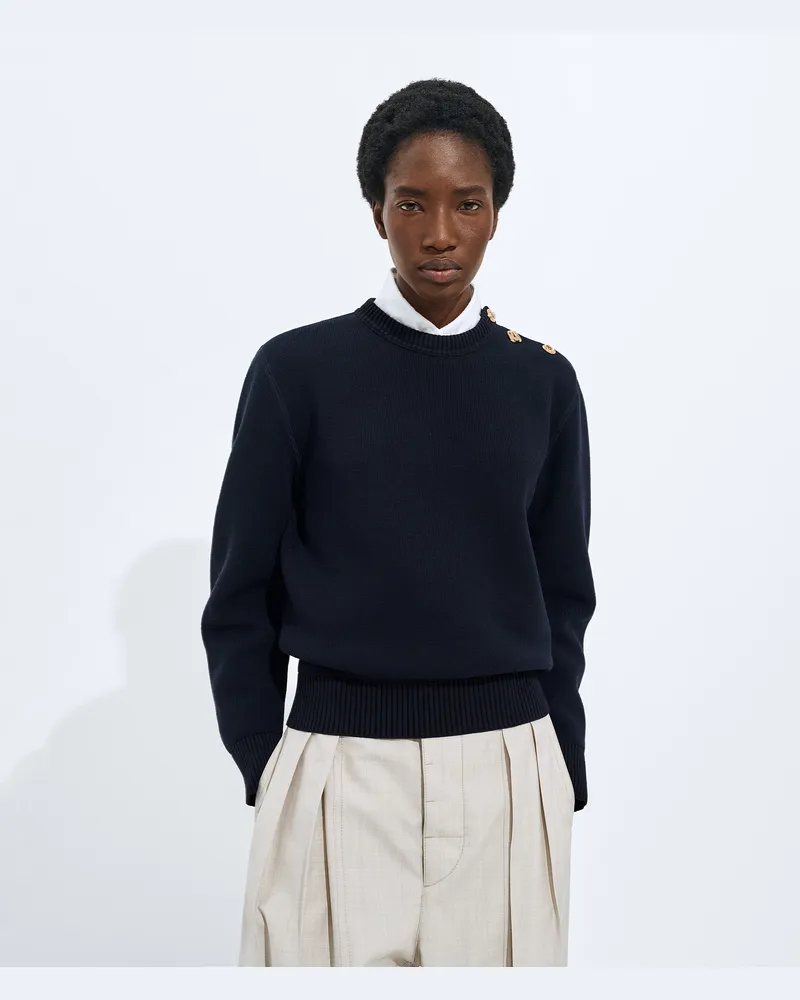 Bottega Veneta Pullover Aus Wolle Und Baumwolle - Blau - Damen 50% Wolle & 50% Baumwolle Blau