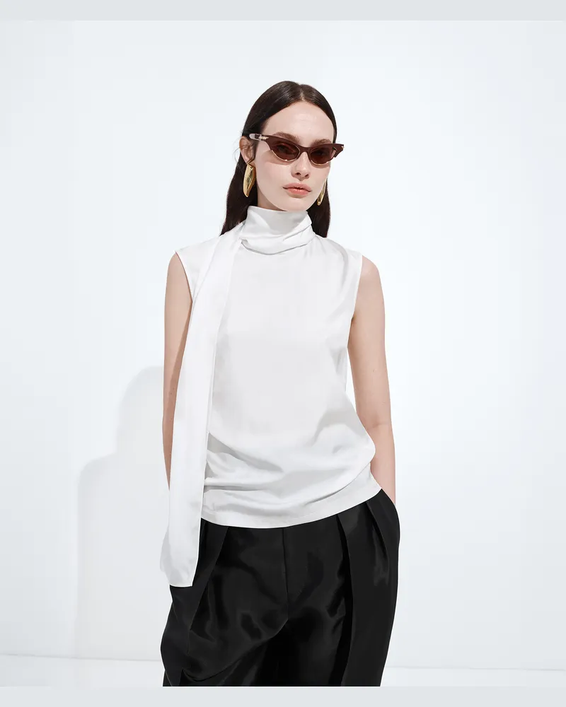 Bottega Veneta Top Aus Stretch-seidensatin - Weiss - Damen 95% Seide & 5% Elasthan Weiss