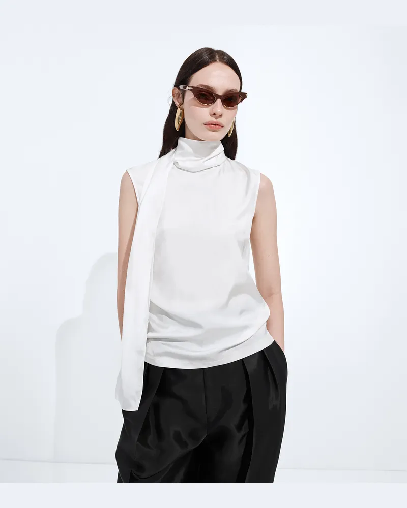 Bottega Veneta Top Aus Stretch-seidensatin - Weiss - Damen 95% Seide & 5% Elasthan Weiss