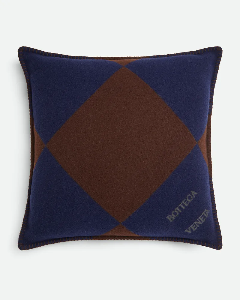 Bottega Veneta Kariertes Jacquard-Kissen-Blau - Unisex Blau