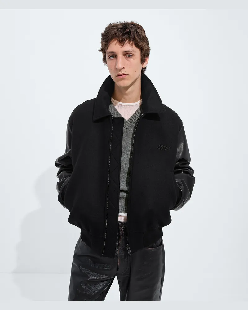 Bottega Veneta Blouson aus Wolle und Leder-Schwarz - Herren Schwarz