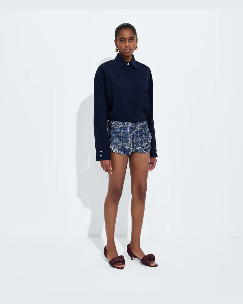 Bottega Veneta Culotte aus bedrucktem Seidentwill-Blau - Damen Blau