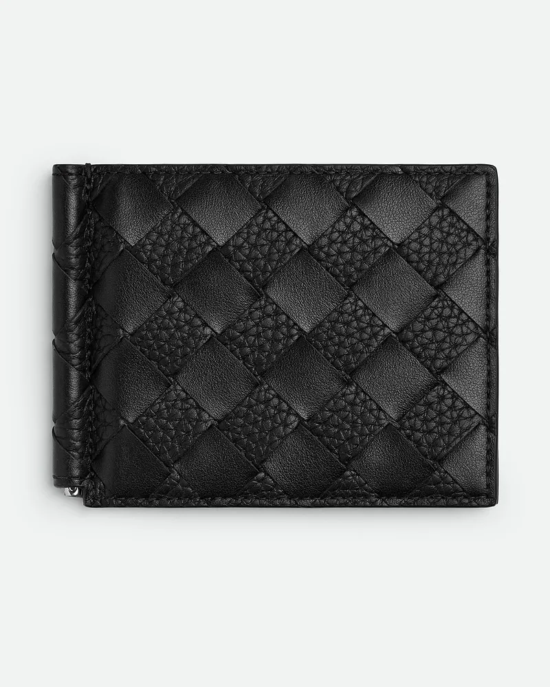 Bottega Veneta Intrecciato Bill Portemonnaie Mit Klammer Black