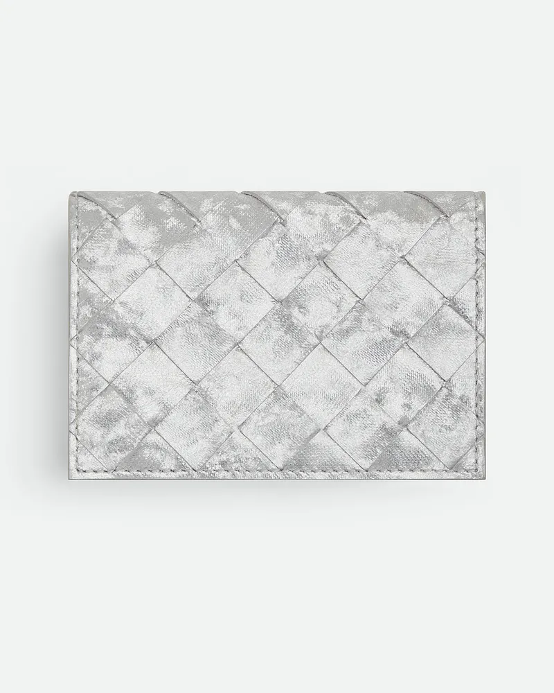 Bottega Veneta Intrecciato Visitenkartenetui Silver
