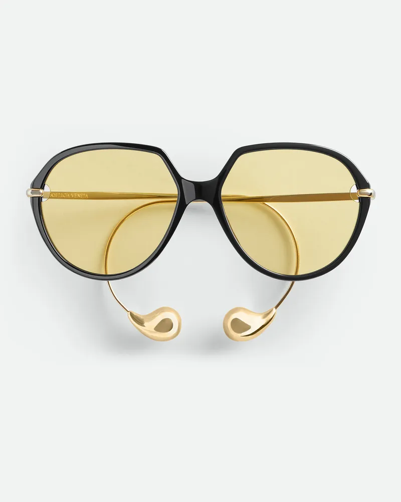 Bottega Veneta Quadratische Drop Sonnenbrille - Schwarz - Unisex - 100 % Recyceltes Azetat Schwarz