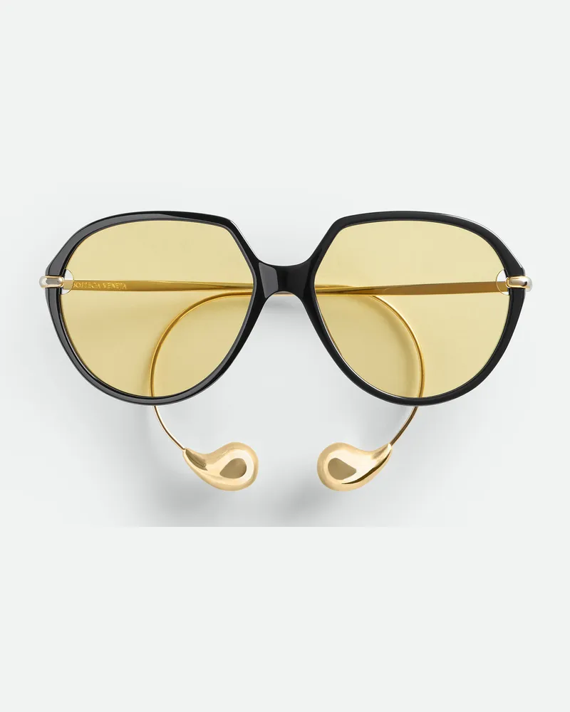 Bottega Veneta Quadratische Drop Sonnenbrille - Schwarz - Unisex Schwarz