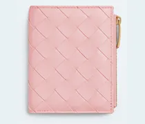 Kleines Intrecciato Bi-Fold Portemonnaie-Rose - Damen