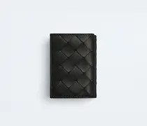 Tiny Intrecciato Tri-Fold Portemonnaie-Schwarz - Damen