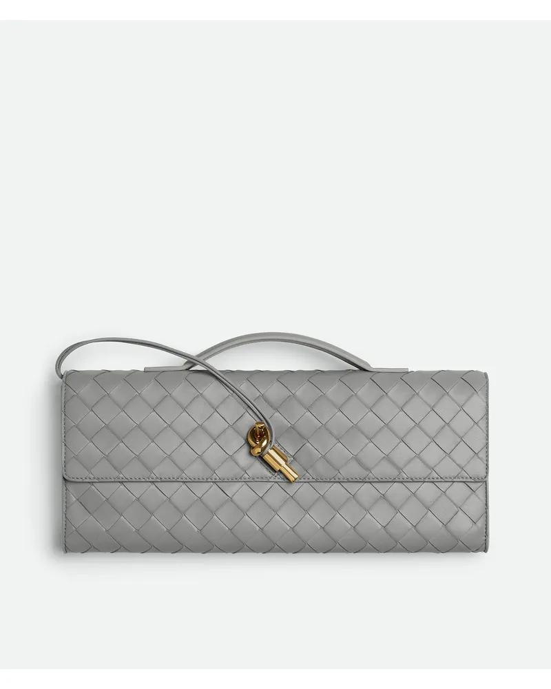 Bottega Veneta Andiamo Clutch - Grau & Silberfarben - Damen - 100 % Lammleder Grau