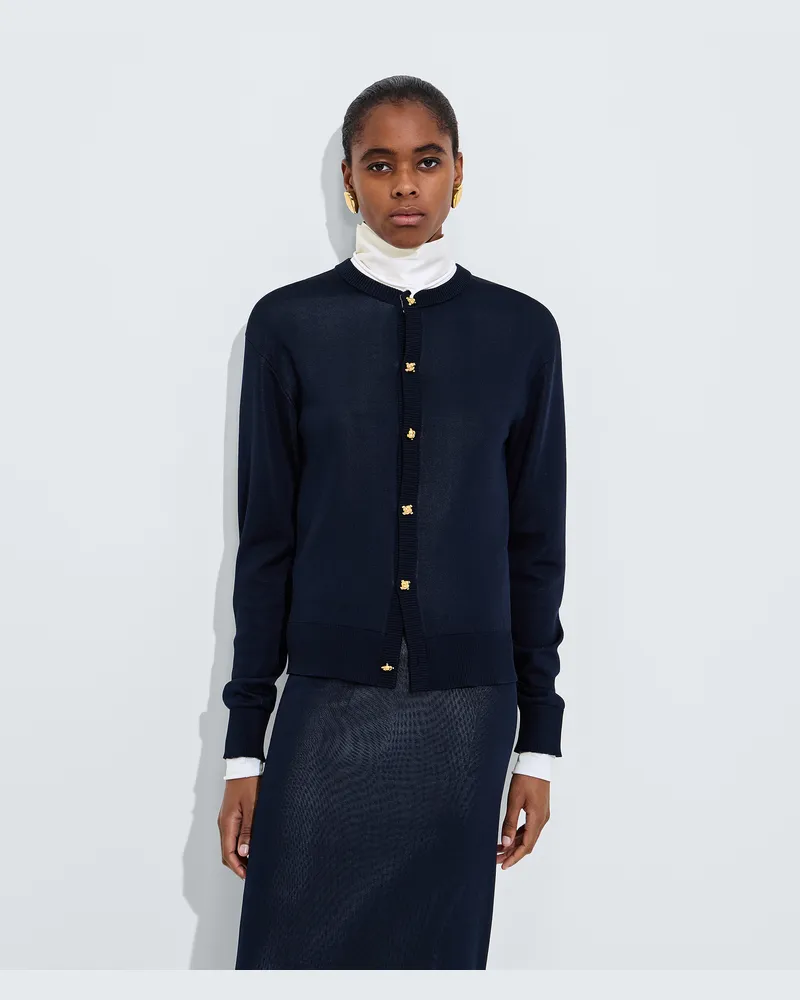 Bottega Veneta Cardigan aus doppelt gestrickter Seide-Blau - Damen Blau
