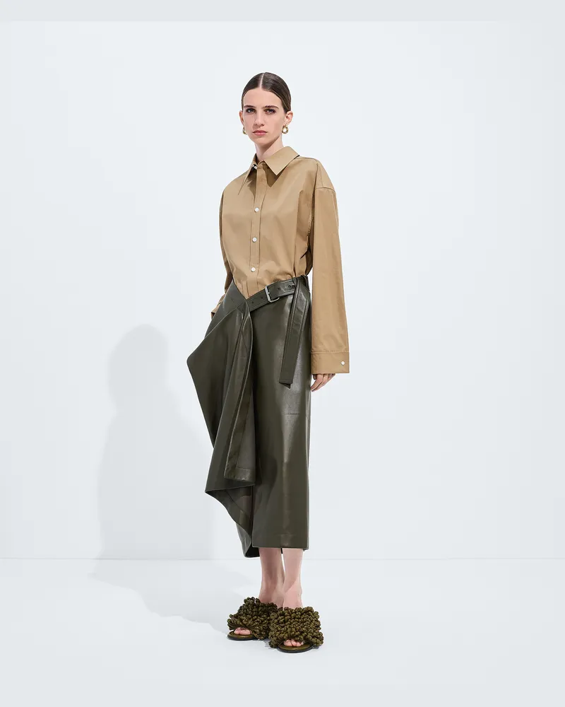 Bottega Veneta Glänzender Lederrock-Grün - Damen Grün