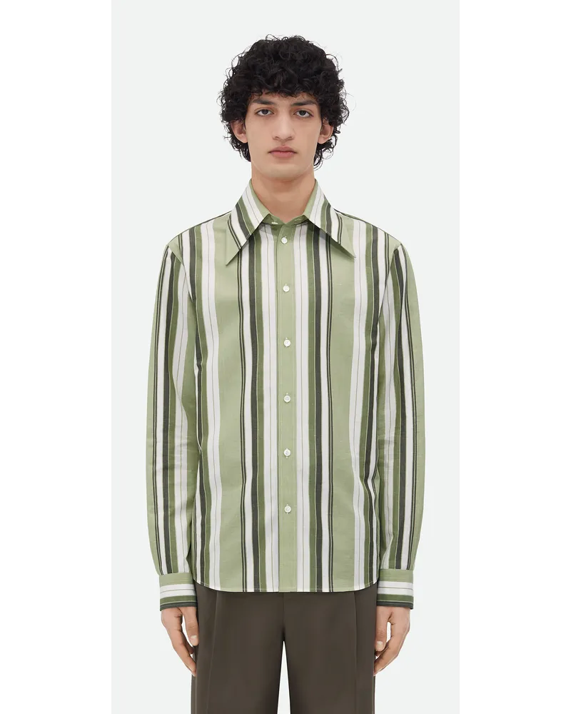 Bottega Veneta Gestreiftes Baumwollhemd Pale