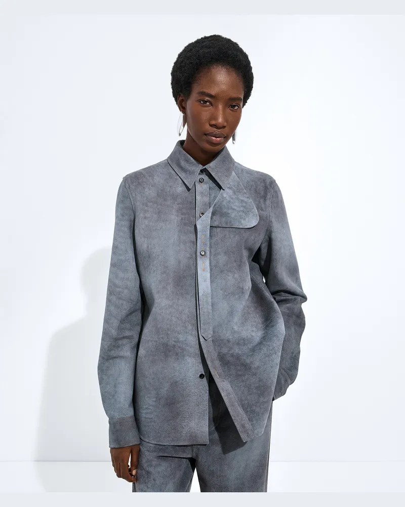 Bottega Veneta Hemd aus Wildleder mit wolkigem Finish-Grau - Damen Grau
