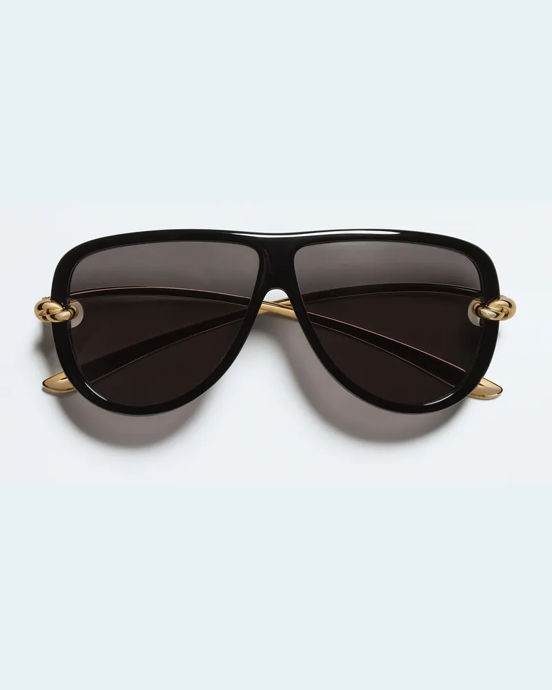 Bottega Veneta Knot Aviator-Sonnenbrille-Schwarz - Unisex Schwarz