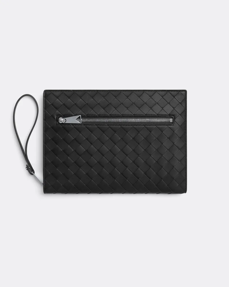 Bottega Veneta Kleine Intrecciato Dokmentenmappe Mit Handgelenkschlafe Black