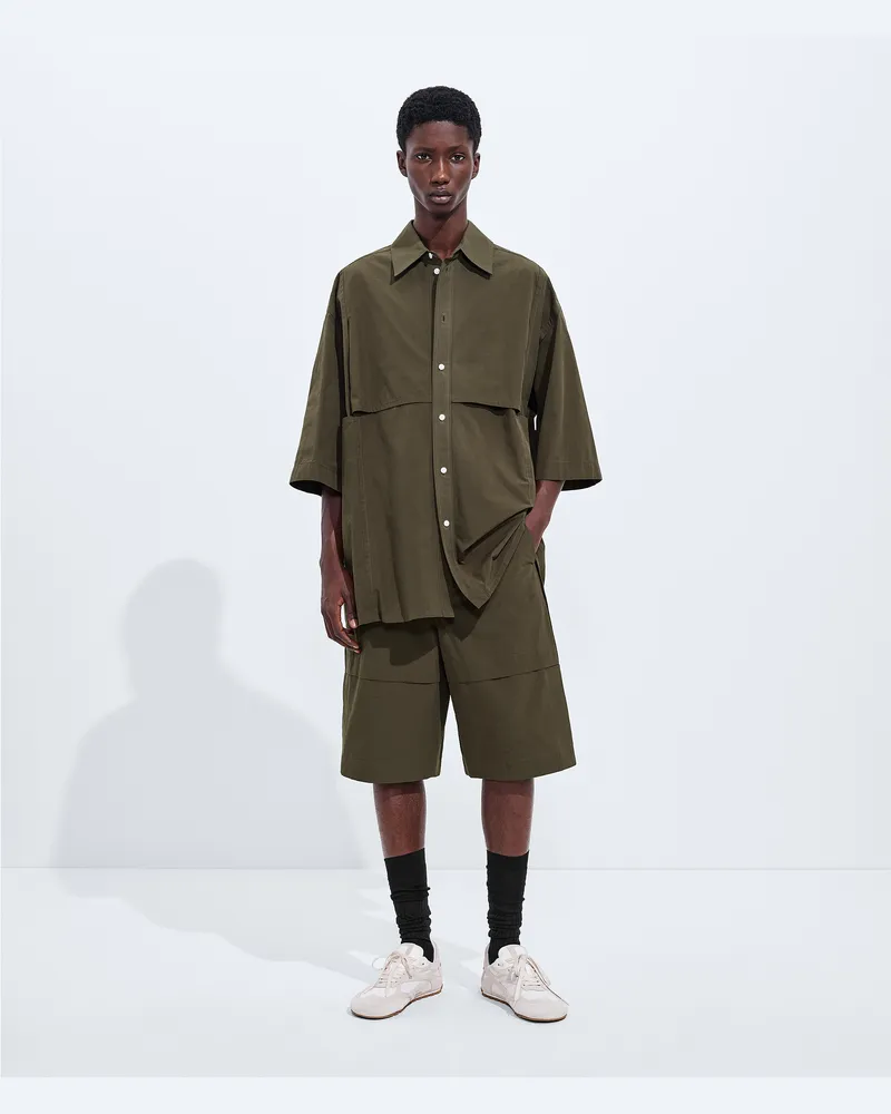 Bottega Veneta Shorts aus Macro Intreccio Baumwolle-Grün - Herren Grün