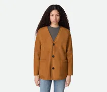 Mantel aus gefilztem Merino-Shearling-Beige - Damen