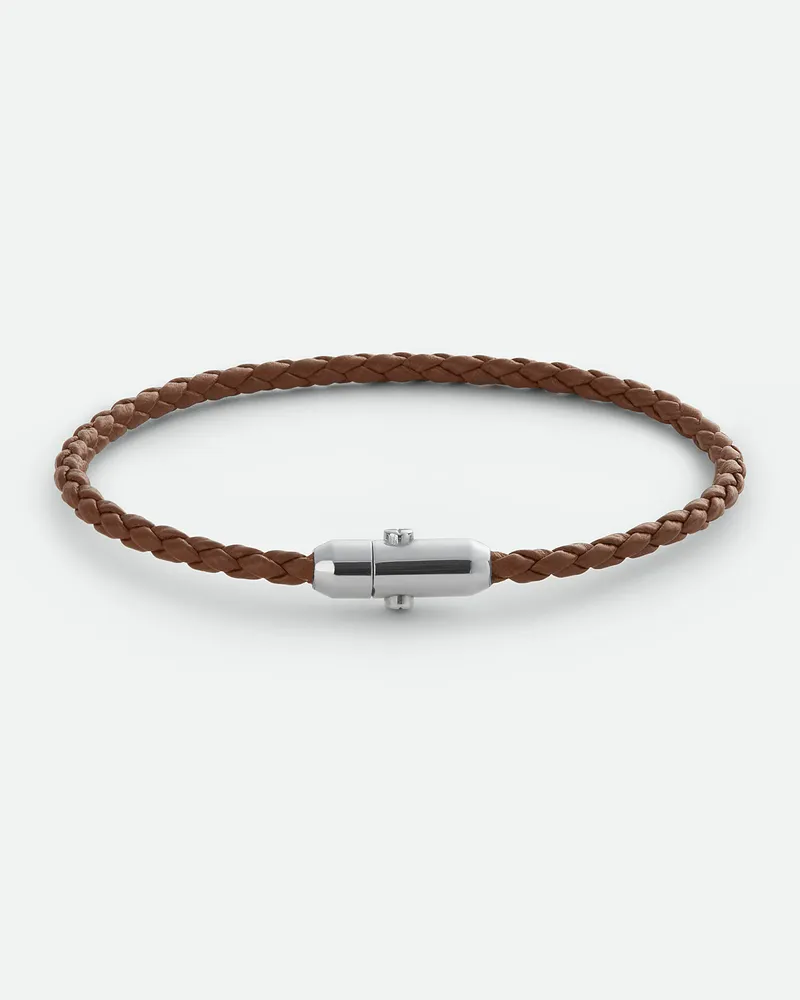 Bottega Veneta Lederarmband - Braun - Herren 80% Lambskin & 20% Sterling Silver Braun