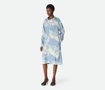 Seidenkleid mit italienischer Postkarte-Blau - Damen