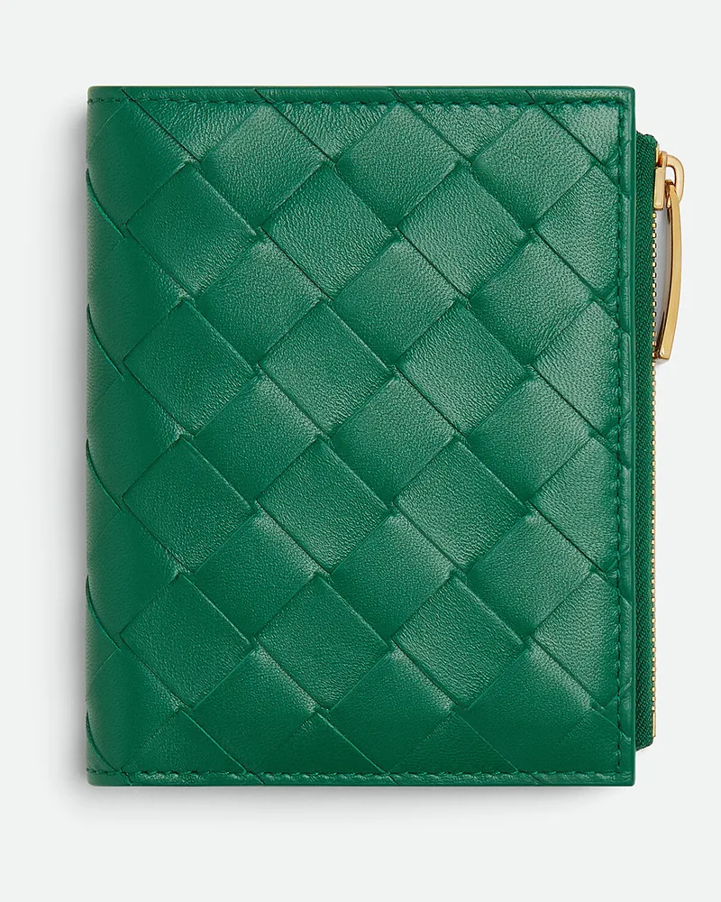 Bottega Veneta Kleines Intrecciato Bi-fold Portemonnaie - Grün - Damen - 100 % Lammleder Grün