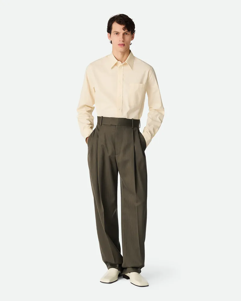 Bottega Veneta Wollhose Mit Geradem Bein Und Feinem Zickzackmuster Forest