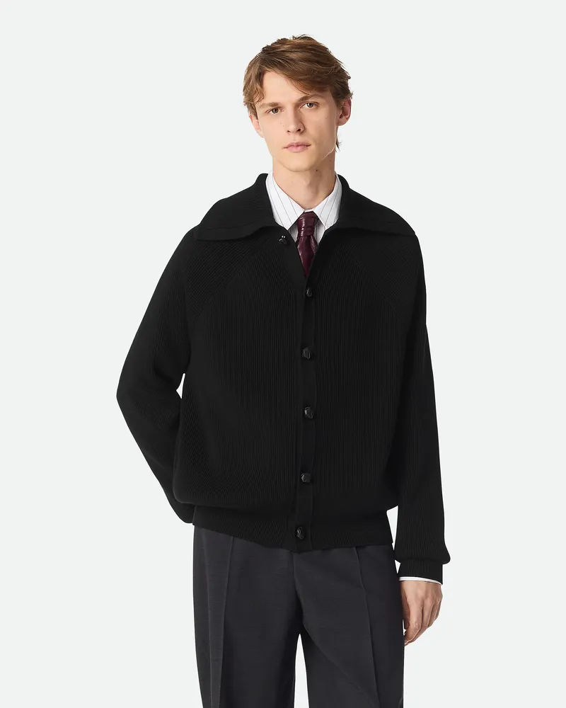 Bottega Veneta Gerippter Cardigan Au Baumwolle Black