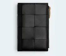 Mittelgroßes Cassette Bi-Fold Portemonnaie-Schwarz - Damen