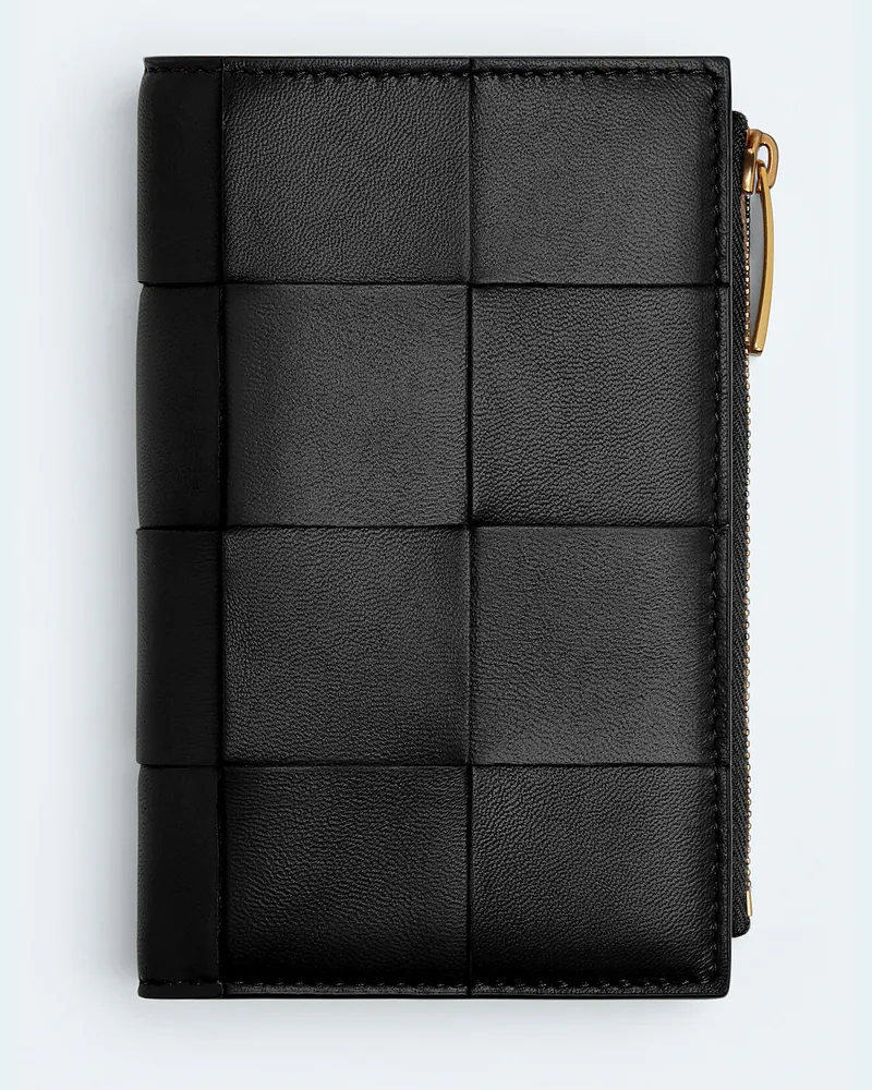 Bottega Veneta Mittelgroßes Cassette Bi-fold Portemonnaie - Schwarz - Damen - 100 % Lammleder Schwarz