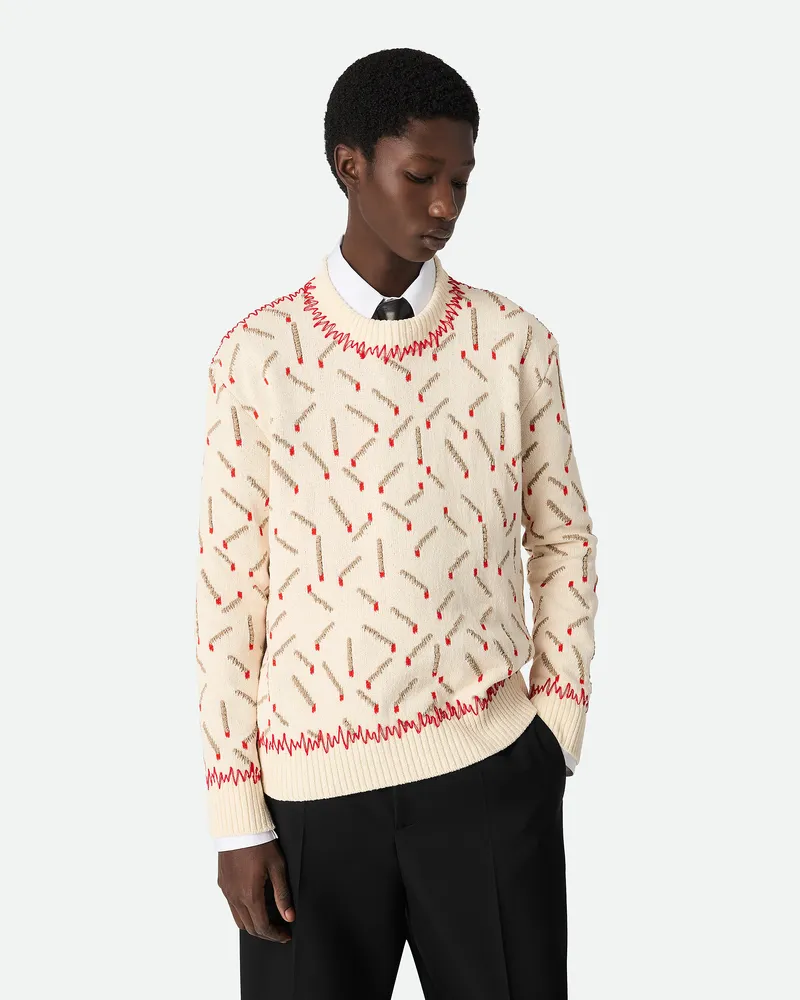 Bottega Veneta Pullover Au Baumwolljacquard Mit treichhölzern Chalk
