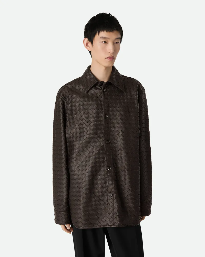 Bottega Veneta Hemd Aus Intrecciato Leder Fondant