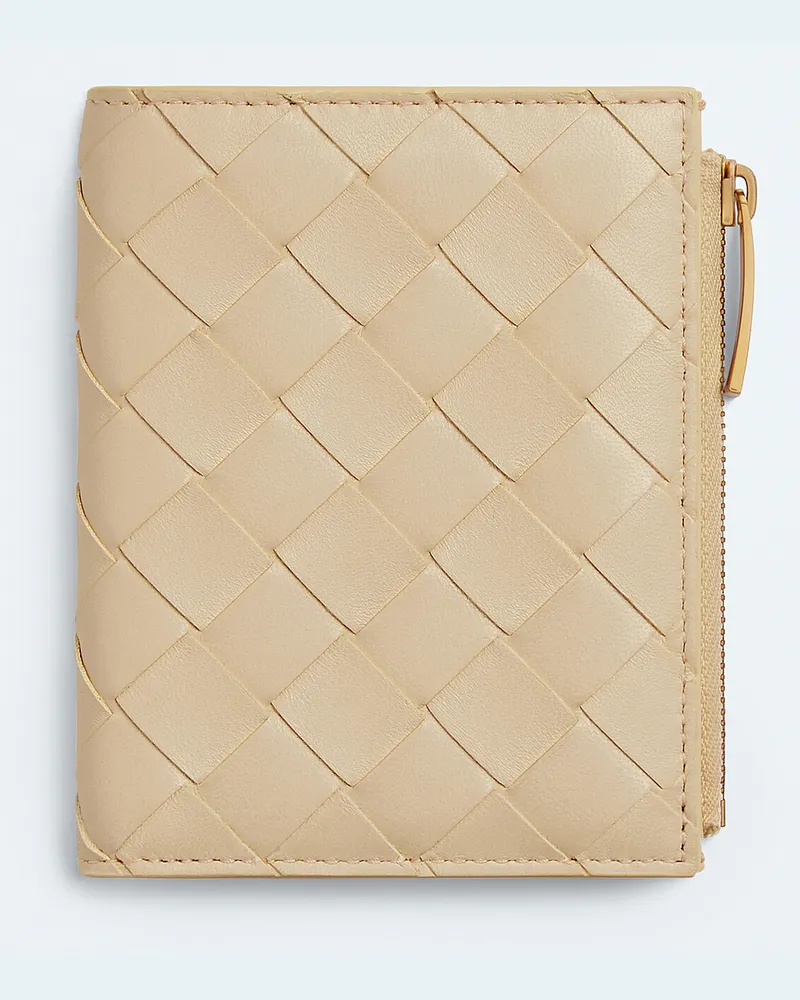 Bottega Veneta Kleines Intrecciato Bi-fold Portemonnaie - Weiss - Damen - 100 % Lammleder Weiss