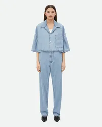 Bottega Veneta Cropped Shirt Aus Denim Mit Ausgebleichter, Heller Waschung Light