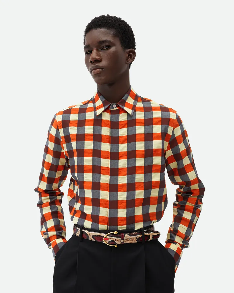 Bottega Veneta Hemd Aus Gingham-baumwolle - Gelb - Herren Baumwolle Gelb