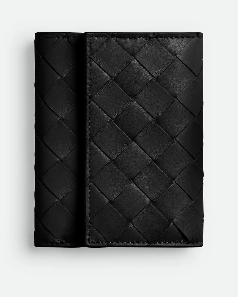 Bottega Veneta Intrecciato 15 Trifold Portemonnaie Mit Zip Black