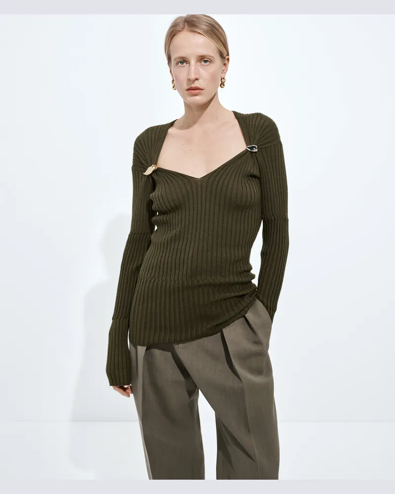 Bottega Veneta Gerippter Pullover Aus Kaschmir Und Seide - Grün - Damen 70% Kaschmir & 30% Seide Grün