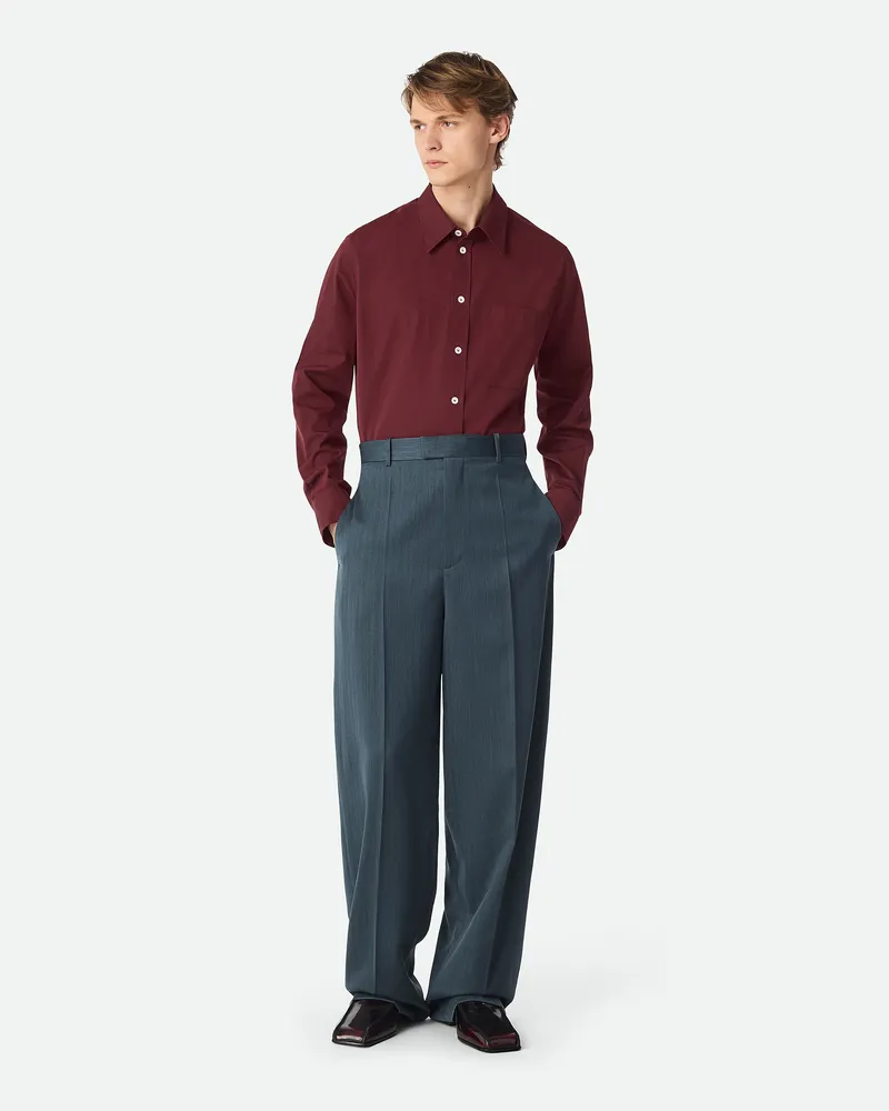 Bottega Veneta Wollhose Mit Geradem Bein Und Feinem Zickzackmuster Bluestone