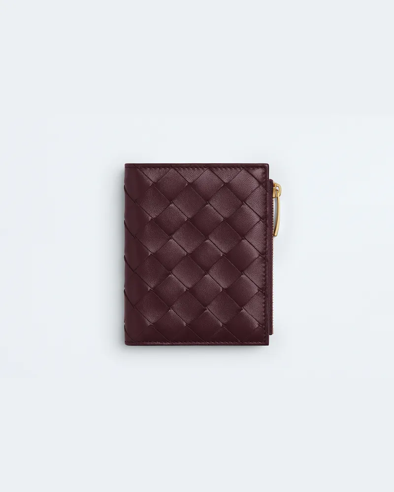 Bottega Veneta Kleines Intrecciato Bi-Fold Portemonnaie-Bordeaux - Damen Bordeaux