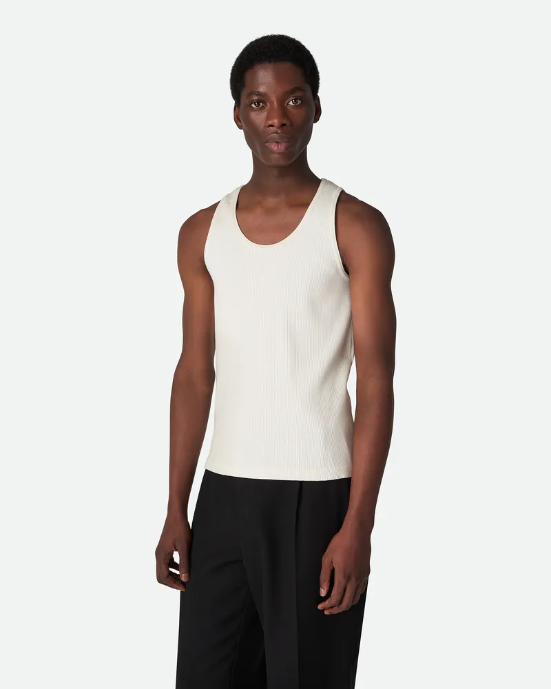 Bottega Veneta Gerippte Tanktop Au Kompaktem Baumwolljerey Chalk
