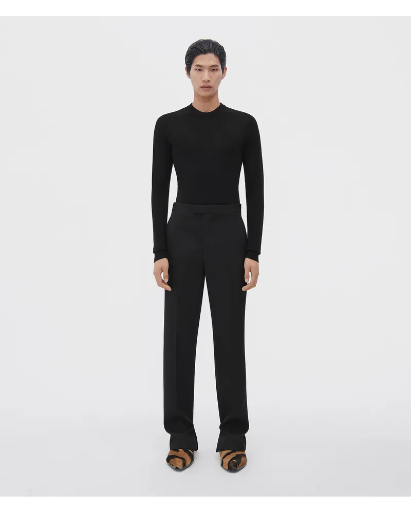 Bottega Veneta Schmal Geschnittene Hose Aus Kompakter Wolle Black