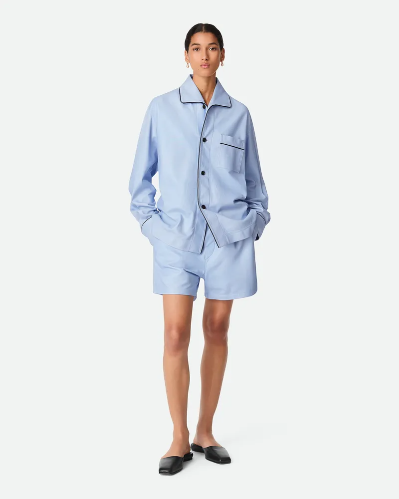 Bottega Veneta Bedrucktes Hemd Aus Leder - Blau - Damen Lammleder Blau