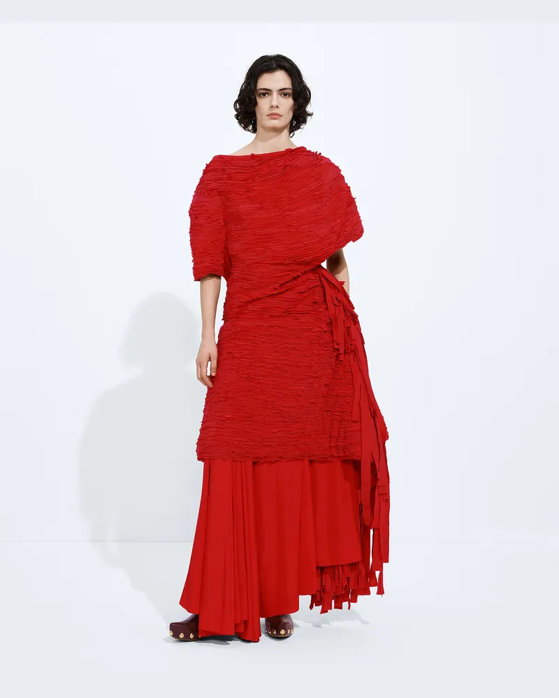 Bottega Veneta Drapiertes Top mit Mille-Feuille-Konstruktion-Rot - Damen Rot