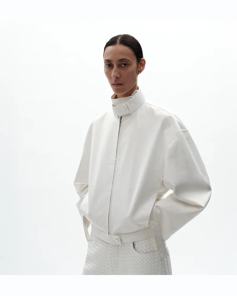 Bottega Veneta Blouson aus papierartigem Leder-Weiss - Damen Weiss