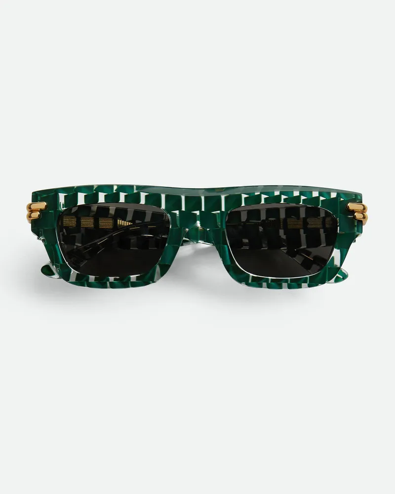 Bottega Veneta Qadratische Mitre Sonnenbrille Green