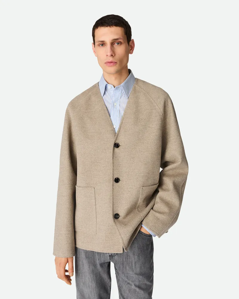 Bottega Veneta Leichter Mantel Aus Doppelter Wolle Und Kaschmir Sandshell