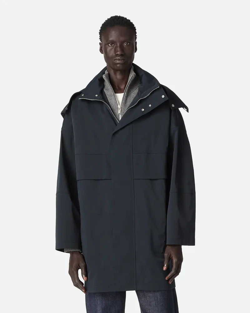 Bottega Veneta Parka Aus Gebondeter Technischer Wolle Mit Kapuze Navy