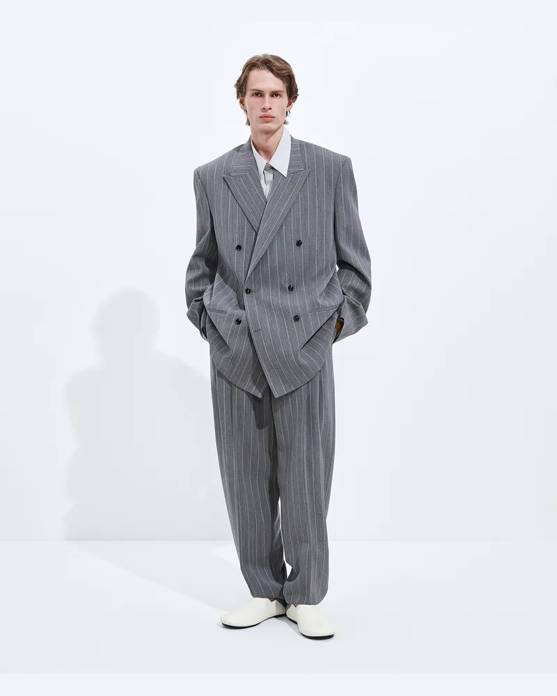Bottega Veneta Nadelstreifenjacke aus leichter Wolle-Grau - Herren Grau